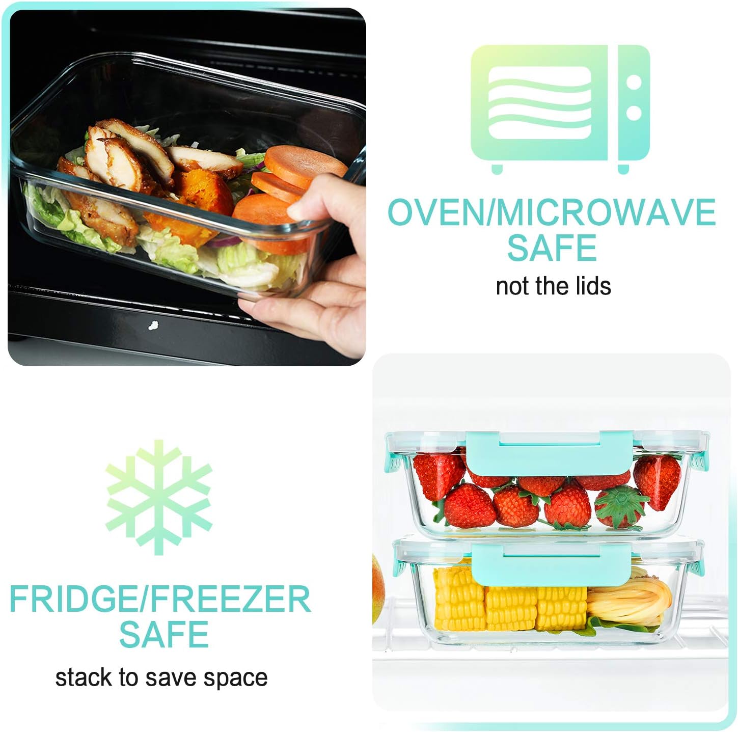 Glass Meal Prep Containers, Glass Food Storage Containers with lids, Lunch Containers -Pack of 10 (22 oz) Glass Meal Prep Containers, Glass Food Storage Containers with lids, Lunch Containers -Pack of 10 (22 oz)